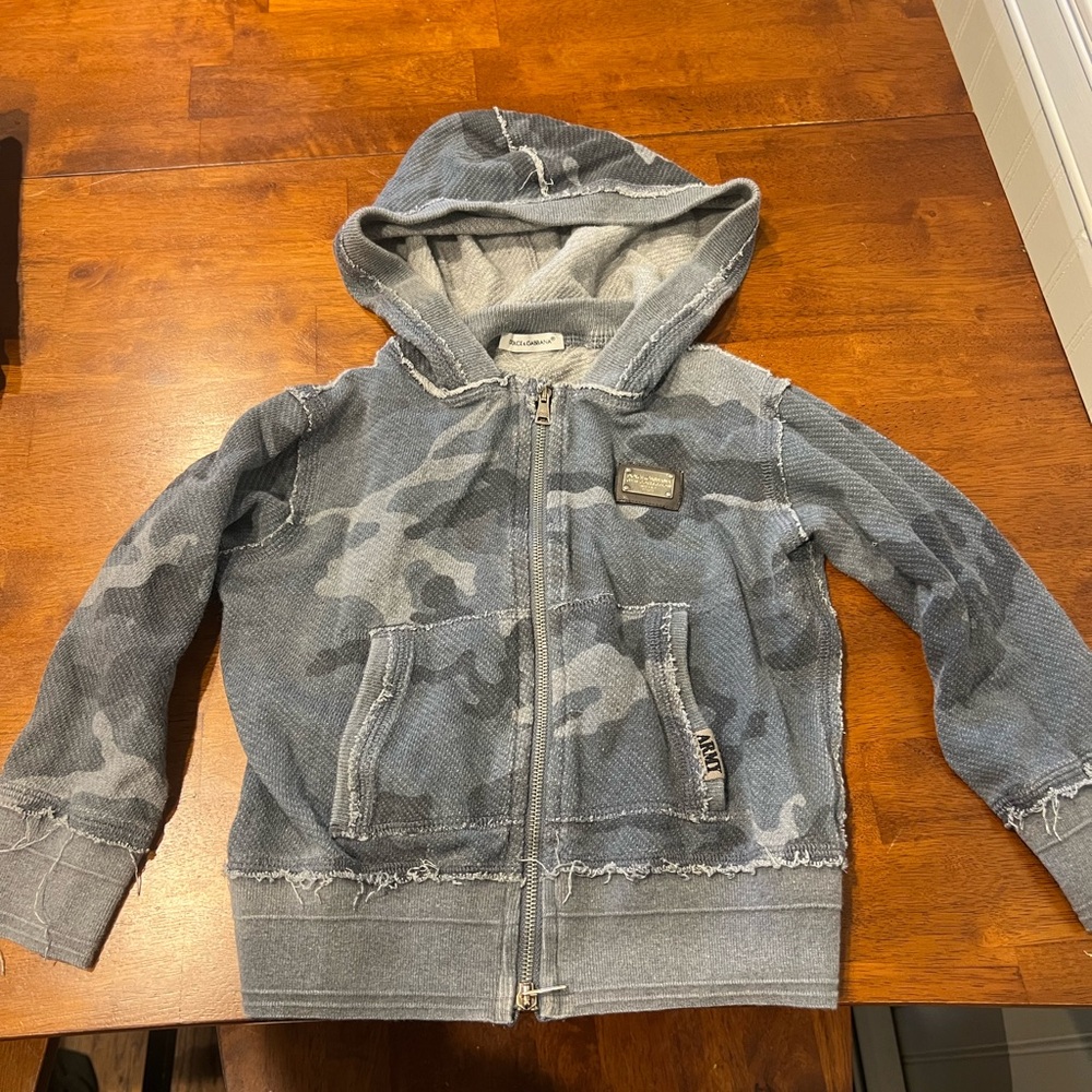 Dolce & Gabbana Gray Camouflage Zip-Up Hoodie